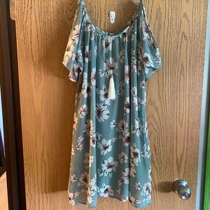 Bailey Blue mint floral cold shoulder dress